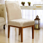 Foto vitrine capa para cadeira veludo marfim